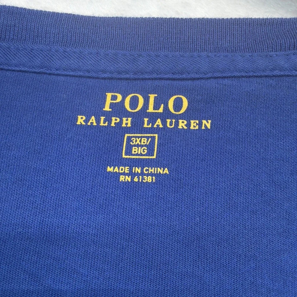 Polo Ralph Lauren Men's V-Neck Long Sleeve T-Shirt Blue Big & Tall 3XB